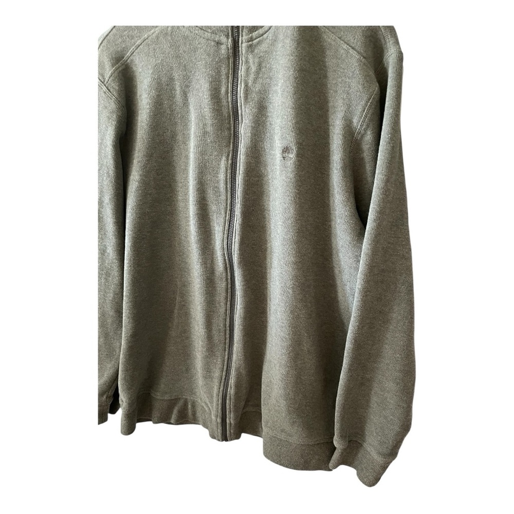 Timberland Men’s Full Zip Olive Green Logo Sweater Size Large - Picture 6 of 10